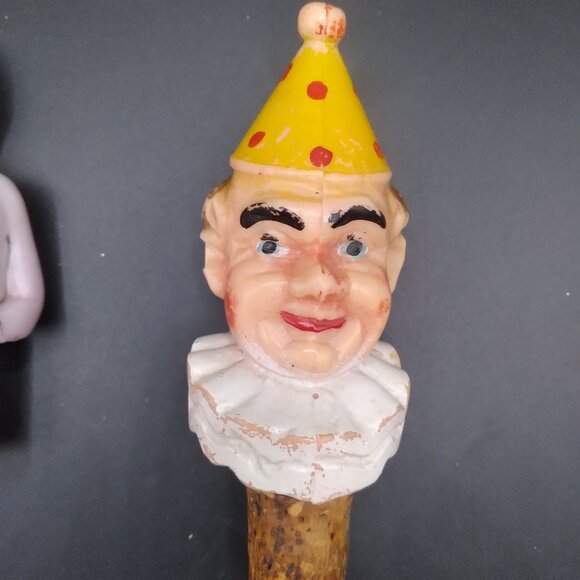 Vintage Naked Lady Porcelain & Celluloid Clown Bottle Stoppers & Bottle - Picture 6 of 14